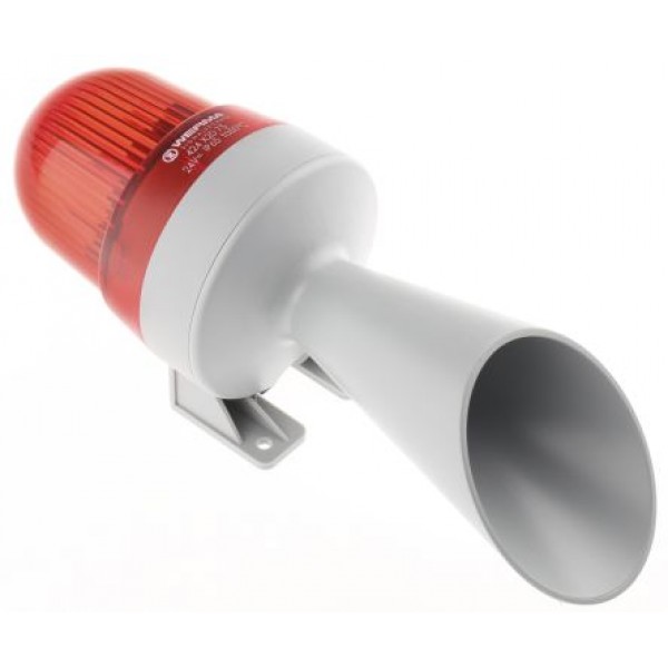 Werma 424.120.75 Series Red Horn Beacon, 24 V ac/dc, IP65, Surface Mount