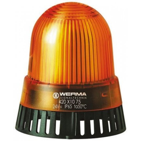 Werma 420.320.75 Series Yellow Sounder Beacon, 24 V ac/dc, IP65, Surface Mount