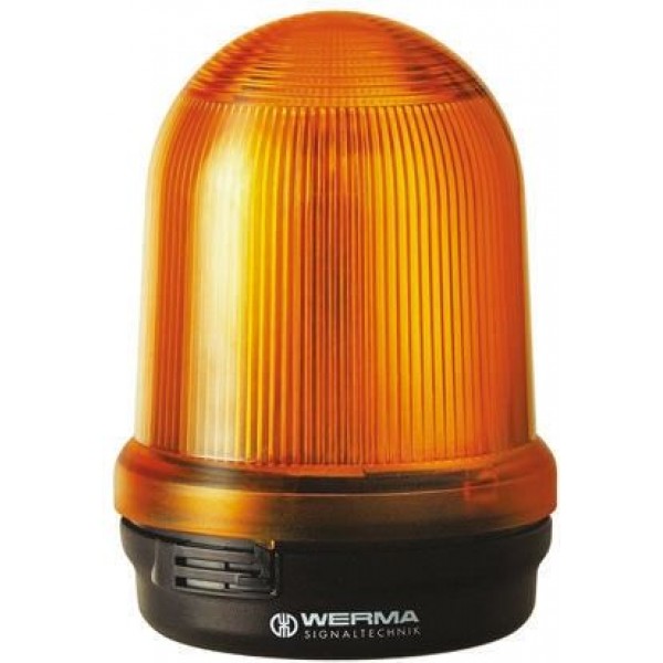 Werma 829.320.55 Series Yellow Flashing Beacon, 24 V dc, Surface Mount, LED Bulb