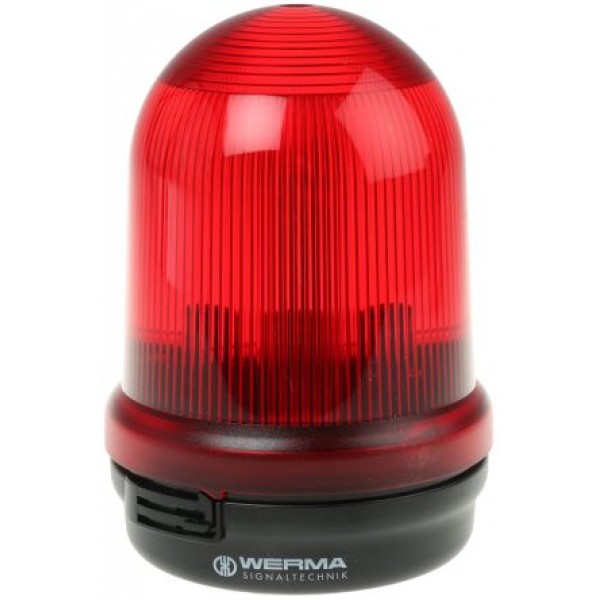 Werma 826.100.00 Series Red Steady Beacon, 12 → 240 V ac, Base Mount, IP65