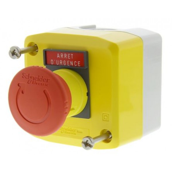 Schneider Electric XALK1781 Yellow Emergency Stop Push Button, 1NC, Surface Mount