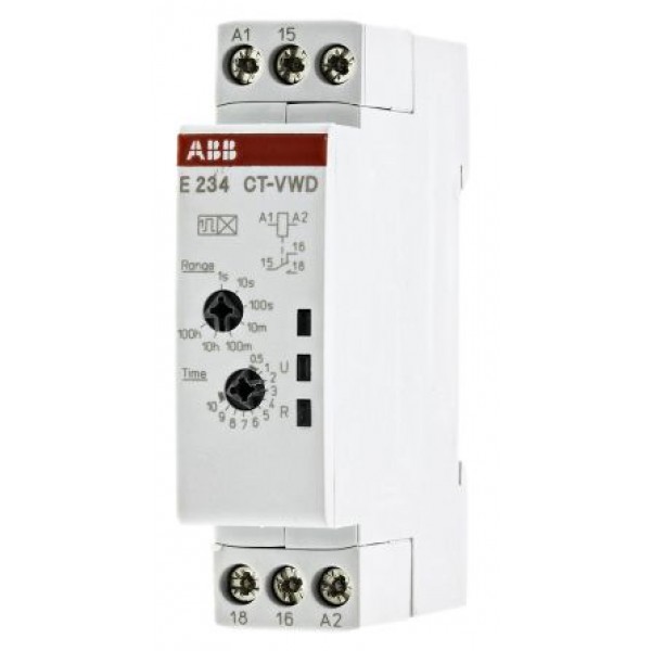 ABB 1SVR500130R0000 CT-VWD.12 DIN Rail Single Function Timer Relay, 24 → 240 V ac, 24 → 48V dc