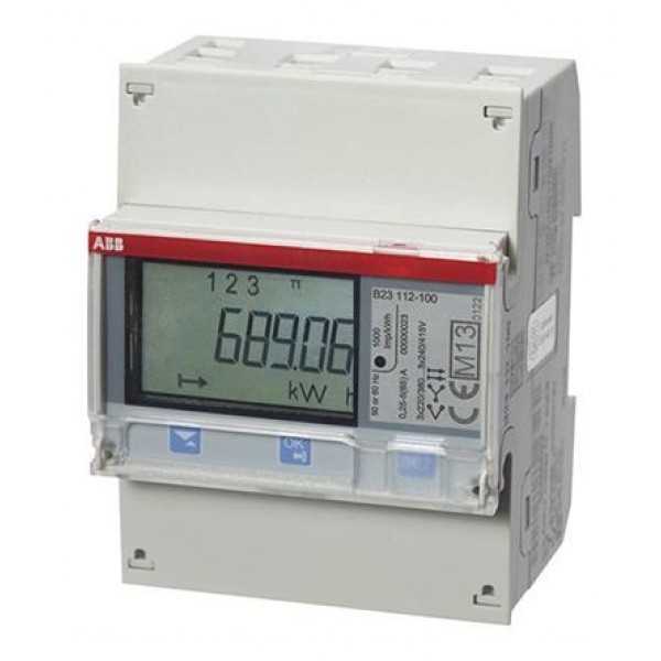 ABB 2CMA100164R1000 B23 112-100 3 Phase LCD Energy Meter, Type Electromechanical