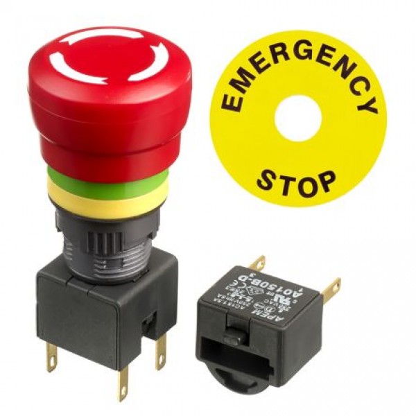 Apem A01ES-DF2+A0154B-D+A01YL1 Emergency Button Turn to Release