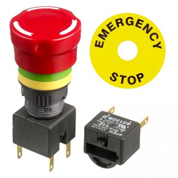 Apem A01ES-DF1+A0154B-D+A01YL1 Emergency Button Turn to Release