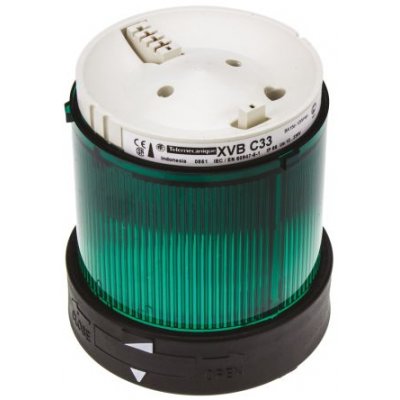 Schneider XVBC33 Beacon Unit, Green Incandescent / LED, Steady Light Effect, 250 V