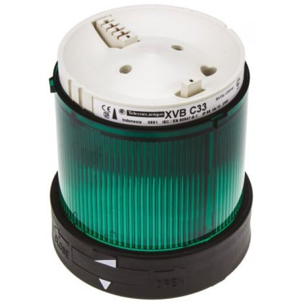 Schneider Electric XVBC33 Green Steady Effect Beacon Unit, 250 V, Incandescent / LED Bulb