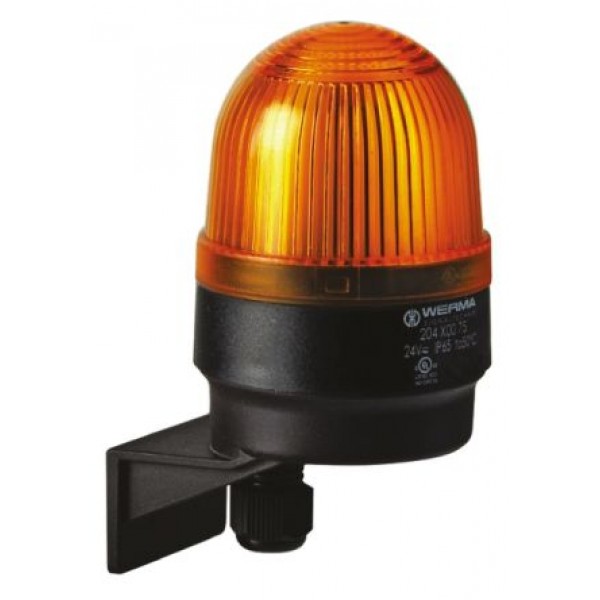 Werma 205.300.55 Series Yellow Flashing Beacon, 24 V dc, Wall Mount, Xenon Bulb