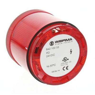 Werma  842.100.55 KombiSIGN 70 Beacon Unit Red Xenon, Flashing Light Effect, 24 V dc