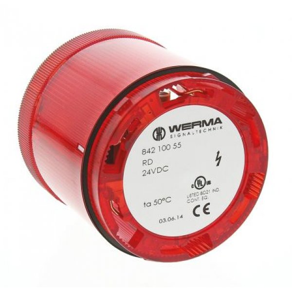 Werma 842.100.55 Series Red Flashing Effect Beacon Unit, 24 V dc, Xenon Bulb