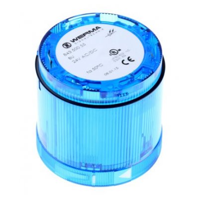 Werma 843.500.55 KombiSIGN 70 Beacon Unit Blue LED, Steady Light Effect, 24 V dc