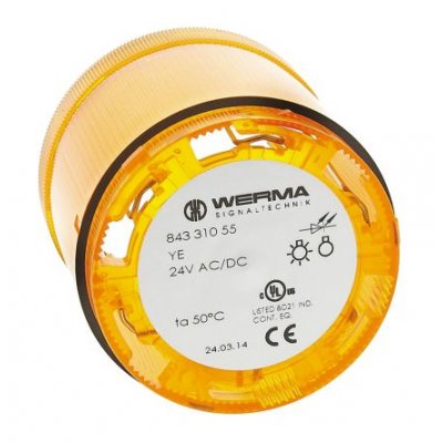 Werma 843.310.55 KombiSIGN 70 843 Beacon Unit Yellow LED Blinking 24 V dc