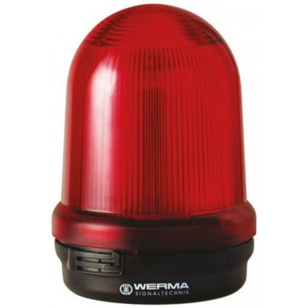 Werma 828.100.54 Series Red Flashing Beacon, 12 V dc, Surface Mount, Xenon Bulb