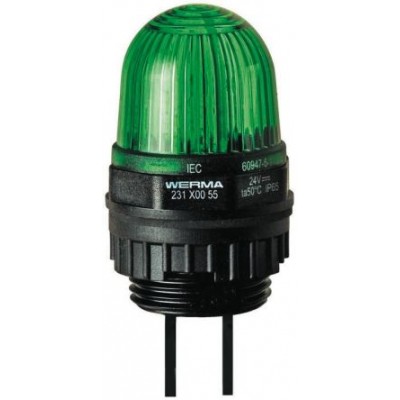 Werma 231.200.55 Werma EM 231 Green LED Beacon, 24 V dc, Steady, Panel Mount