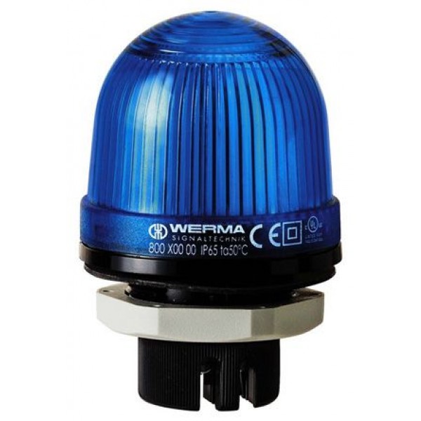 Werma 800.500.00 Series Blue Steady Beacon, 12 → 240 V ac/dc, Panel Mount, Incandescent Bulb
