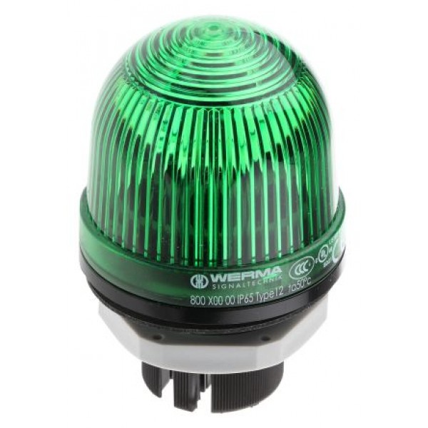 Werma 800.200.00 Series Green Steady Beacon, 12 → 230 V ac/dc, Panel Mount, Incandescent Bulb