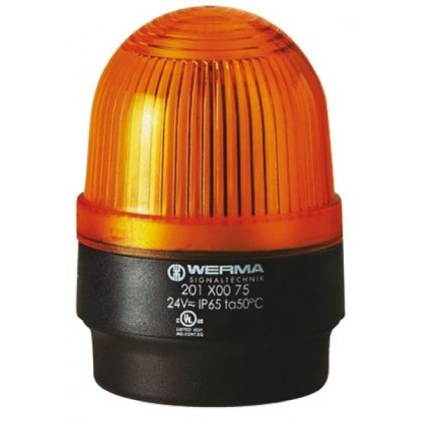 Werma 202.300.68 Series Yellow Flashing Beacon, 230 V ac, Wall Mount, Xenon Bulb