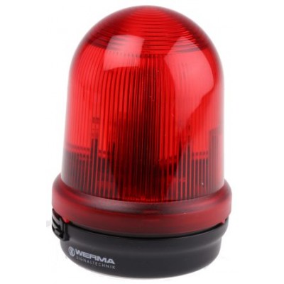 Werma 828.100.68 Series Red Flashing Beacon, 230 V ac, Base Mount, Xenon Bulb