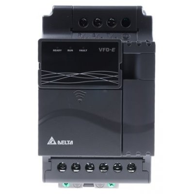 Delta Electronics VFD022E43A VFD-E Inverter Drive, 3-Phase In, 0 → 600 Hz Out, 2.2 kW, 460 V ac, 7.1 A