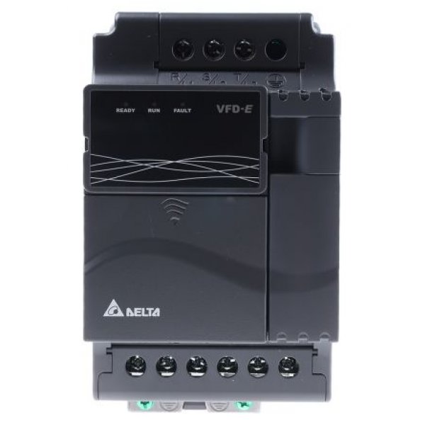 Delta Electronics VFD022E43A VFD-E Inverter Drive, 3-Phase In, 0 → 600 Hz Out, 2.2 kW, 460 V ac, 7.1 A