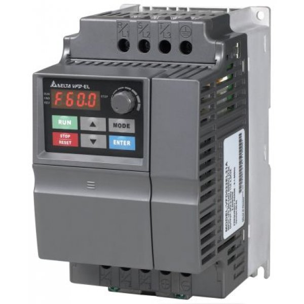 Delta Electronics VFD022EL43A VFD-EL Inverter Drive, 3-Phase In, 0 → 600Hz Out, 2.2 kW, 400 V ac, 7.1 A