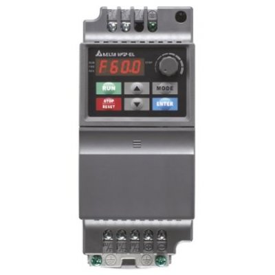 Delta Electronics VFD004EL21A VFD-EL Inverter Drive, 1-Phase In, 0 → 600 Hz Out, 0.4 kW, 230 V ac, 6.5 A