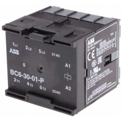 ABB BC6-30-01-P01 Contactor, 24 V dc Coil, 3 Pole, 9 A, 4 kW, 3NO