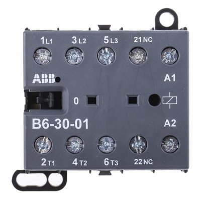 ABB B6-30-01-80 Contactor, 230 V ac Coil, 3 Pole, 9 A, 4 kW, 3NO