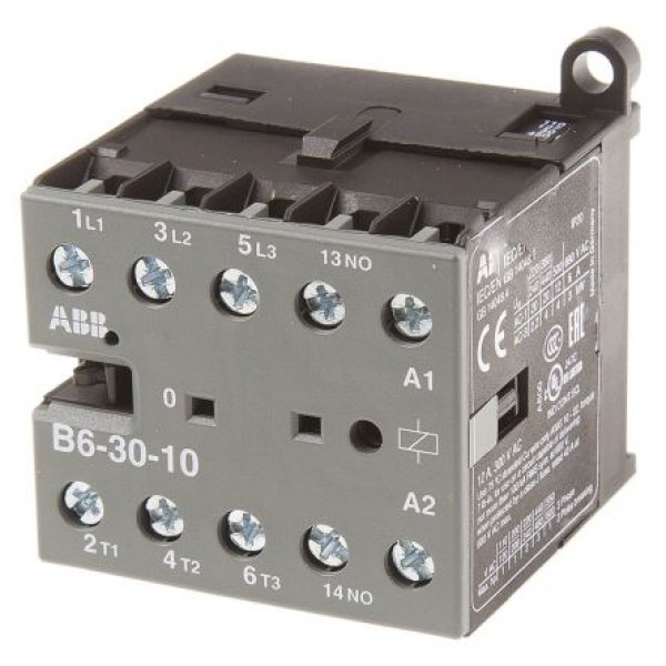 ABB GJL1211001R8104 B6-30-10-84 Contactor, 110 V ac Coil, 3 Pole, 9 A, 4 kW, 3NO