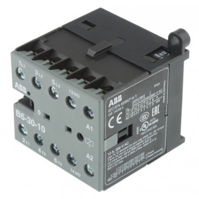 ABB GJL1211001R0101 B6-30-10-01 Contactor, 24 V ac Coil, 3 Pole, 9 A, 4 kW, 3NO