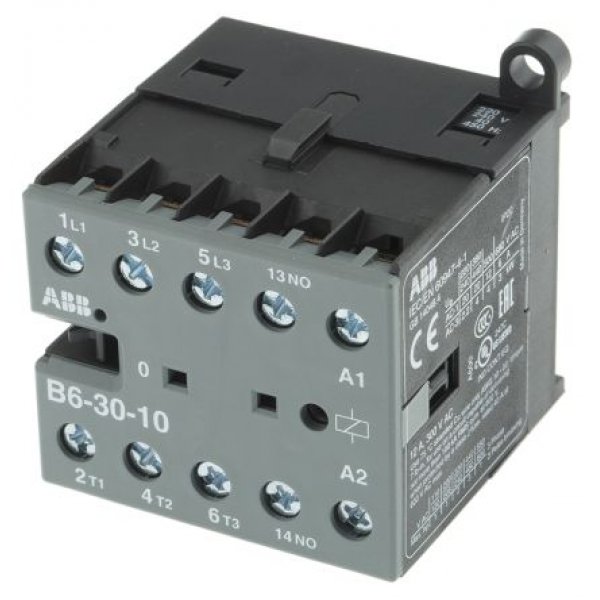 ABB GJL1211001R8100 B6-30-10-80 Contactor, 230 V ac Coil, 3 Pole, 9 A, 4 kW, 3NO