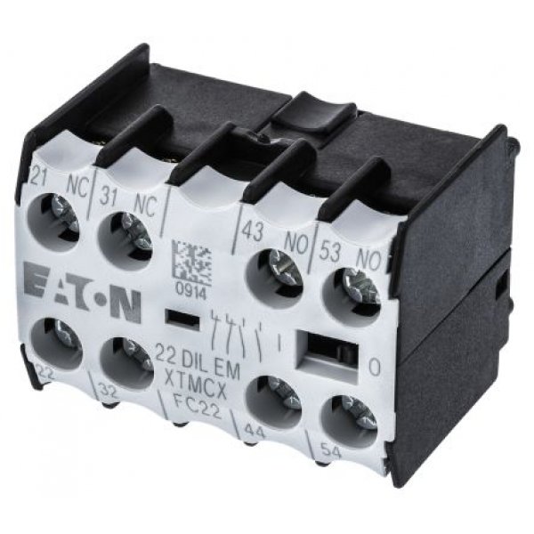 Eaton 010112 22DILEM Auxiliary Contact - 2NC + 2NO, 4 Contact, Front Mount, 2.5 A dc, 4 A ac