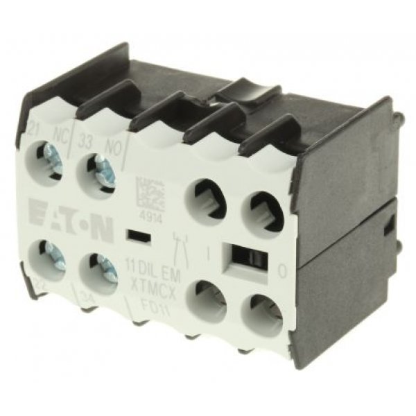 Eaton 010080 11DILEM Auxiliary Contact - 1NC + 1NO, 2 Contact, Front Mount, 2.5 A dc, 4 A ac