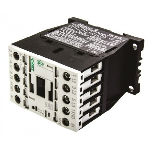 Eaton 276845 DILM12-10(24VDC) 3 Pole Contactor, 3NO, 12 A, 5.5 kW, 24 V dc Coil