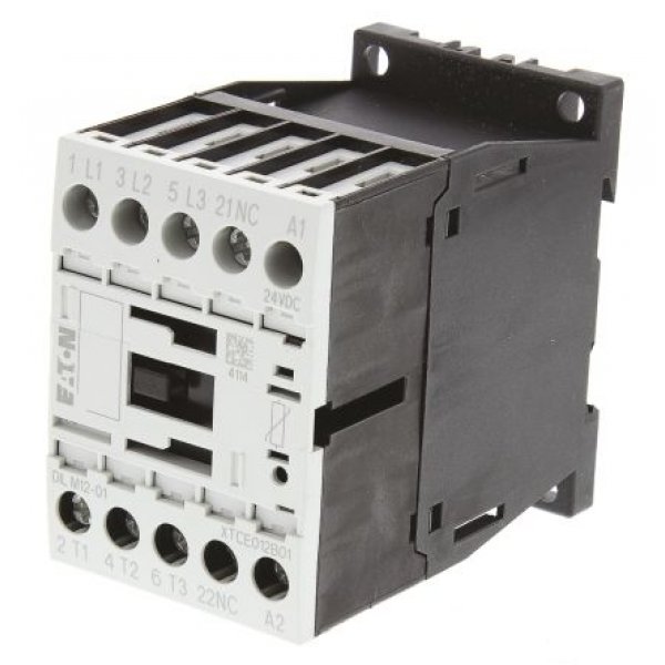 Eaton 276880 DILM12-01(24VDC) 3 Pole Contactor, 3NO, 12 A, 5.5 kW, 24 V dc Coil