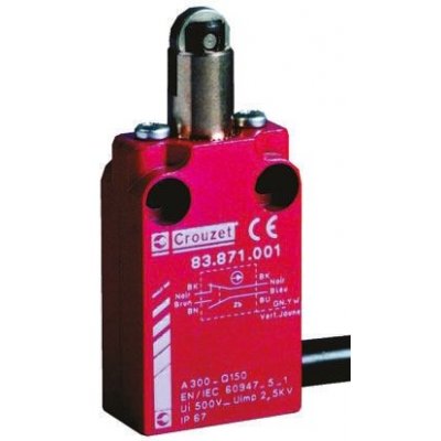 Crouzet 83871301 Plunger Limit Switch, NO/NC, IP66, IP67, Metal Housing, 30V ac Max, 100mA Max