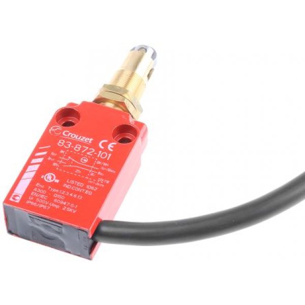 Crouzet 83872101 IP66, IP67 Snap Action Limit Switch Plunger Metal