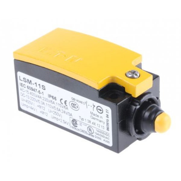 Eaton 266140 LSM-11S Series Plunger Limit Switch, NO/NC, IP66, IP67, Metal Housing, 415V ac Max