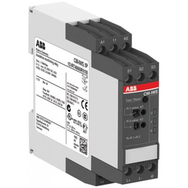 ABB 1SVR740660R0100 CM-IWS.1P Insulation Monitoring Relay with DPDT Contacts, 24 → 240 V ac/dc
