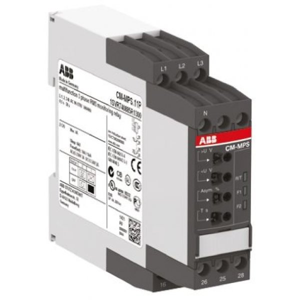 ABB 1SVR730885R1300 CM-MPS.11S Phase, Voltage Monitoring Relay, 3 Phase, DPDT, 90 → 170V ac