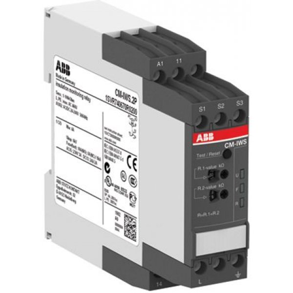 ABB 1SVR740670R0200 CM-IWS.2P Insulation Monitoring Relay with DPDT Contacts, 24 → 240 V ac/dc