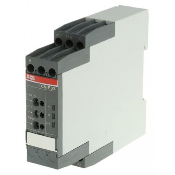 ABB 1SVR730830R0300 CM-ESS.1S Voltage Monitoring Relay, 1 Phase, SPDT, 3→30 V, 6→60 V, 30→300 V, 60→600 V