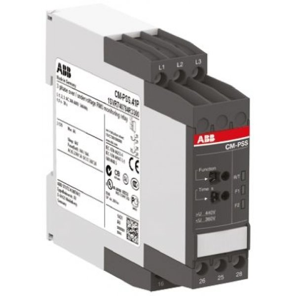 ABB 1SVR730784R2300 CM-PSS.31S Phase, Voltage Monitoring Relay, 3 Phase, DPDT, 342 → 418V ac