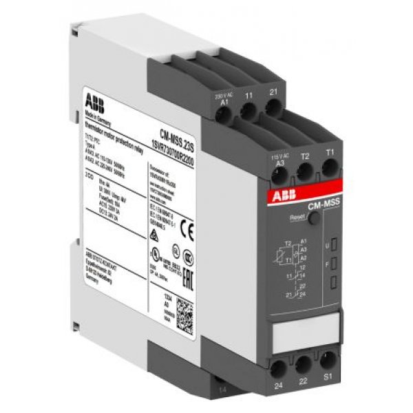 ABB 1SVR730700R2200 CM-MSS.23S Temperature Monitoring Relay, 1 Phase, DPDT, DIN Rail