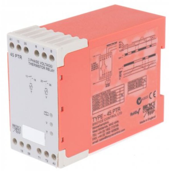Broyce Control 45PTR 230VAC Phase, Temperature Monitoring Relay with DPST