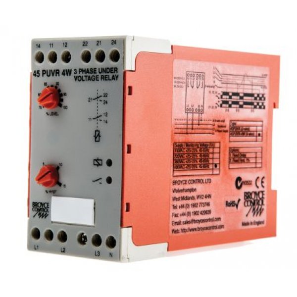Broyce Control 45PUVR-4W 400VAC Phase, Voltage Monitoring Relay with DPDT