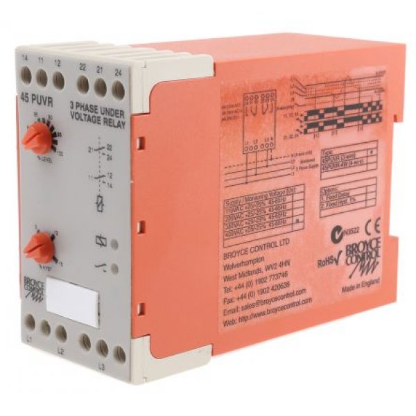 Broyce Control 45PUVR 400VAC Phase, Voltage Monitoring Relay with DPDT