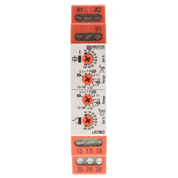 Broyce Control LRTM/2 12-230V AC/DC Dual Function Timer Relay