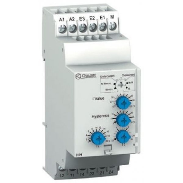 Crouzet 84871120 Current Monitoring Relay, 3 Phase, DPDT, DIN Rail
