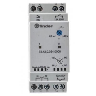 Finder 72.42.0.024.0000 DIN Rail Monitoring Relay, 1 Phase, DPST